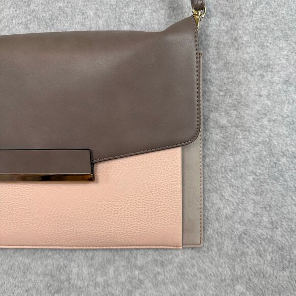 Mix No 6 Envelope Crossbody Cutch Purse Colorblock Pink Gray Snap Closure Modern - Picture 7 of 11